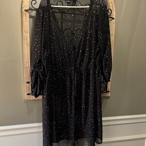 Torrid Black Dress with Silver Dots Sheer 3